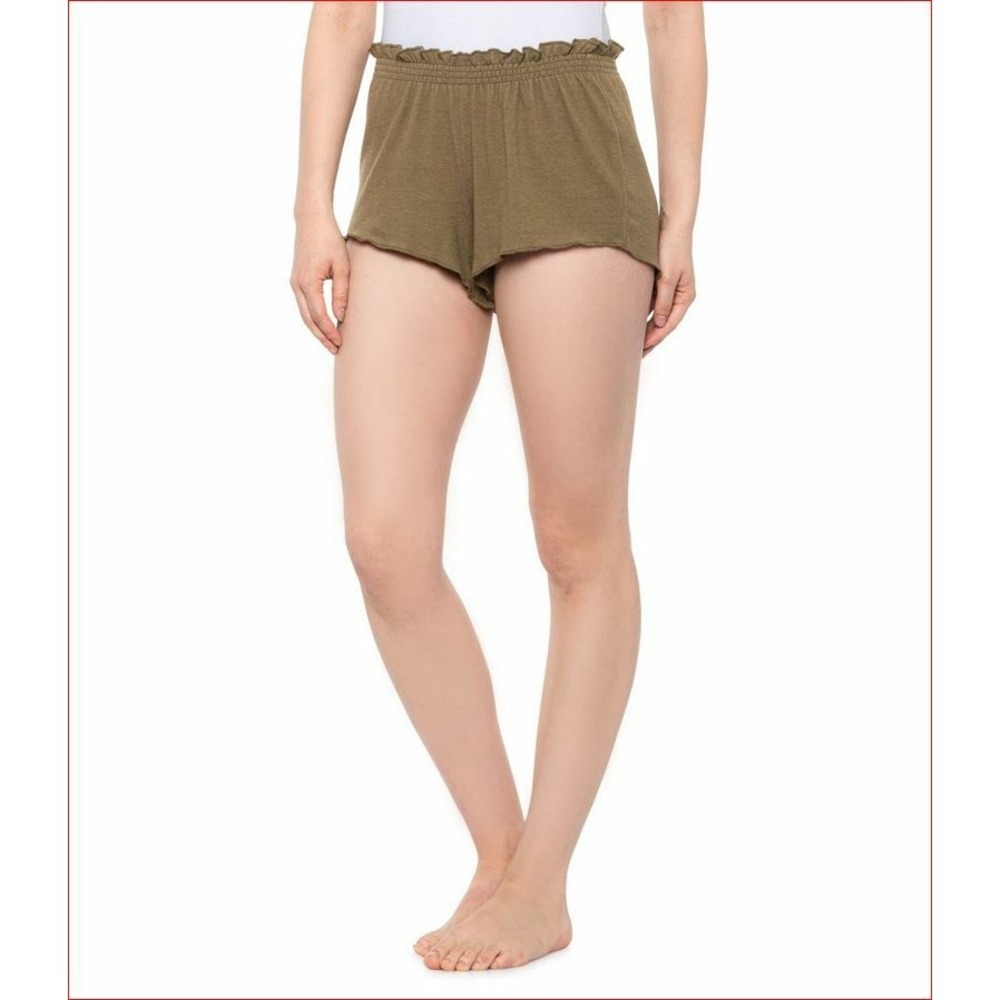 Chaser Women Sage Green Smocked Flounce Love Knit Sleepwear Shorts CW7258-SAGE L